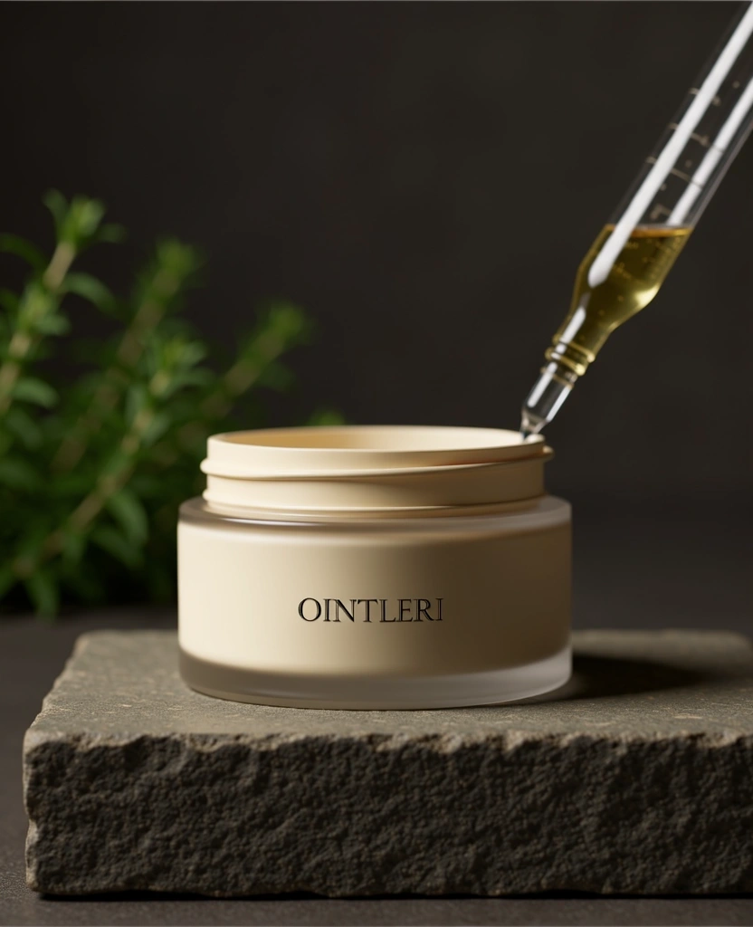 Premium botanical essence in an apothecary glass container