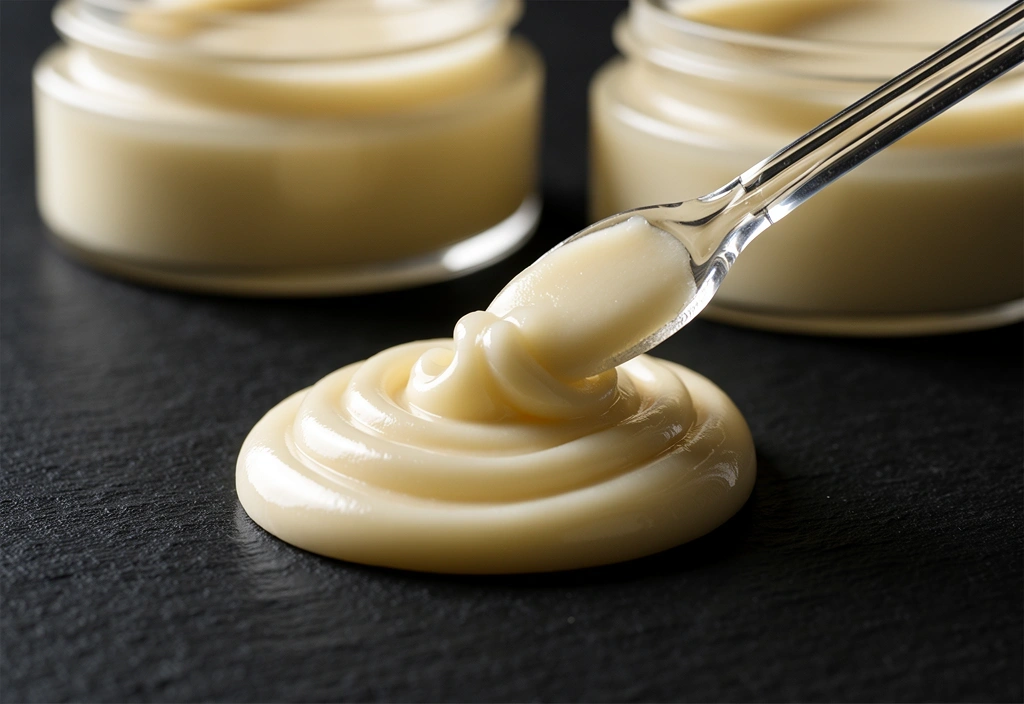 Smooth ivory textures of an anti-aging cream